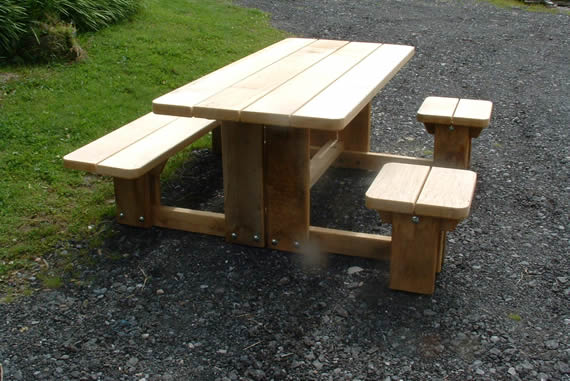 Outdoor Wooden table with wheelchair access